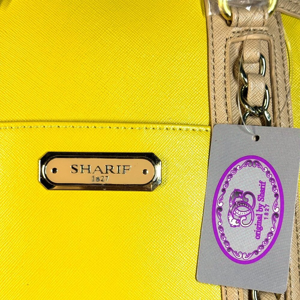 Sharif 1827 Vegan Leather Two-Toned Bowler Satchel Bag with Matching Pouch- New - Picture 6 of 16